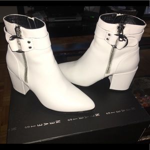 Steve Madden Johannah White Leather Booties
